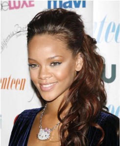 Rihanna wearing a Hello Kitty necklace, similar to Hello Kitty Scrubs