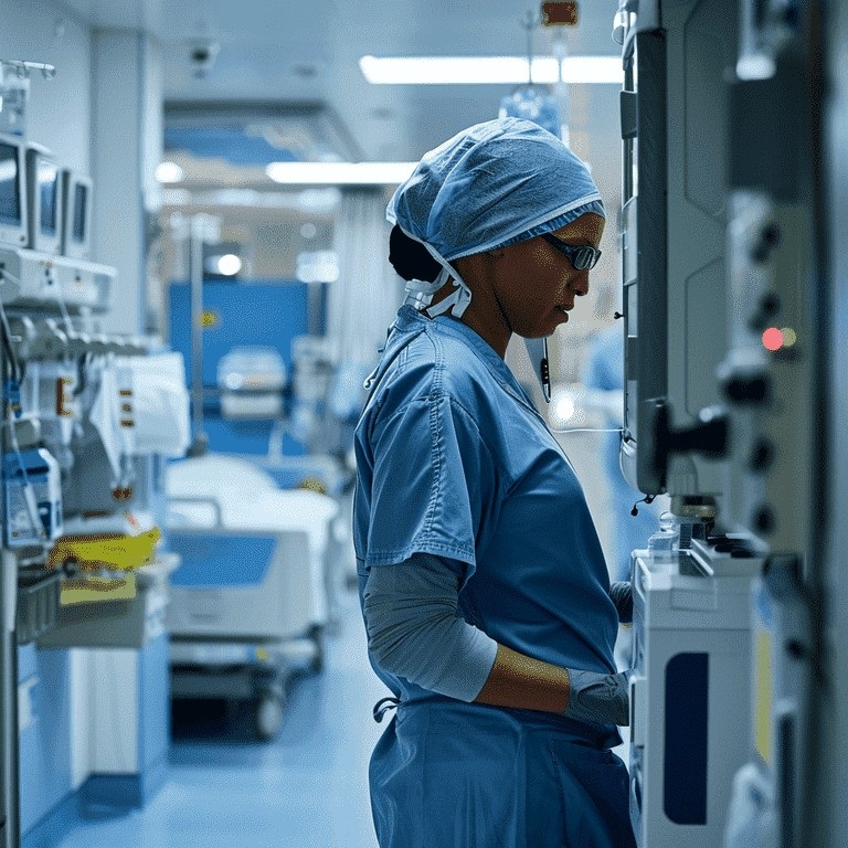  Healthcare worker in durable scrubs in hospital