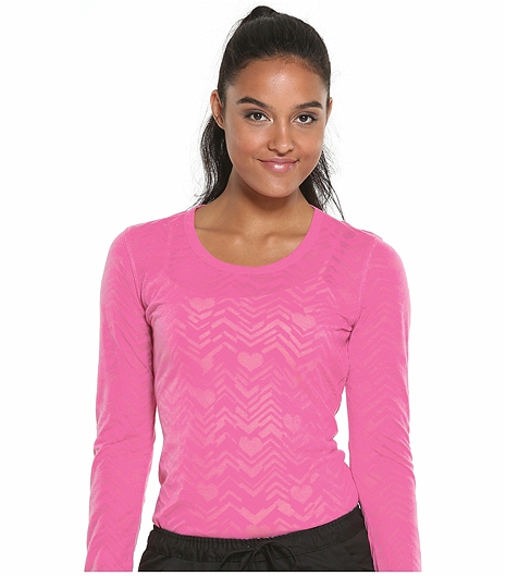 HeartSoul Long Sleeve Underscrub Knit Tee With Etched Hearts-20820