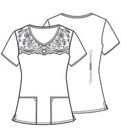 Cherokee V-neck Embroidered Top 2927