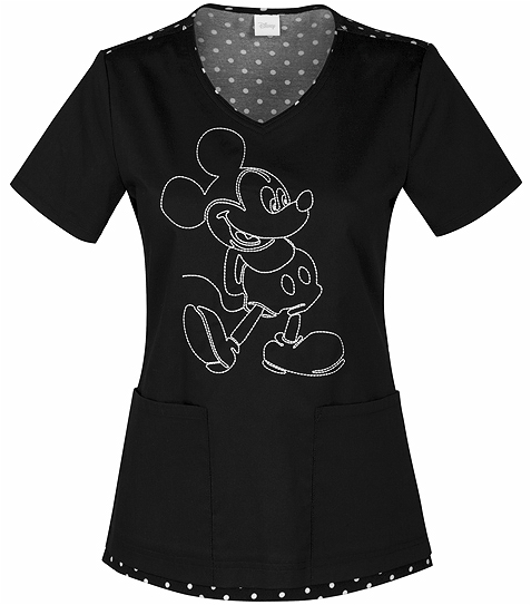 Cherokee Tooniforms Women's Mickey Mouse V-Neck Scrub Top-6623