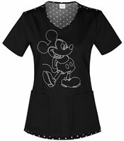 Cherokee Tooniforms Women's Mickey Mouse V-Neck Scrub Top-6623