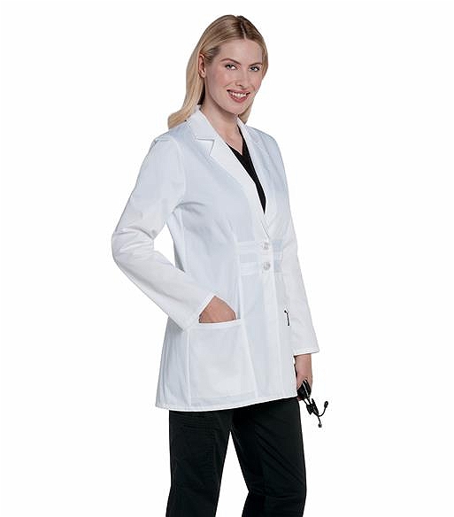 Landau Women's Antimicrobial White Lab Coat-3033