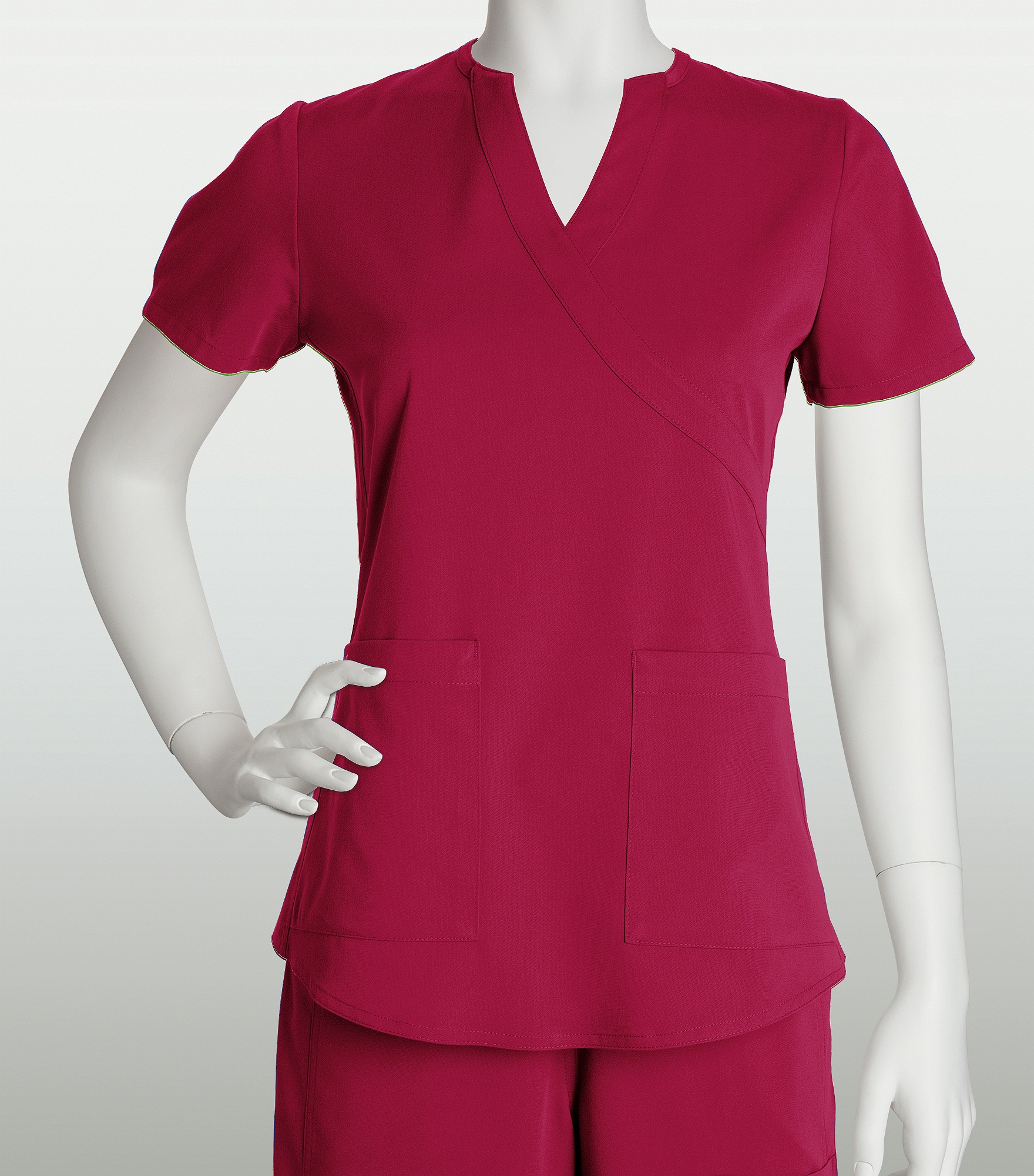 NRG by Barco Women's Mock Wrap Solid Scrub Top With Side Panels-3119