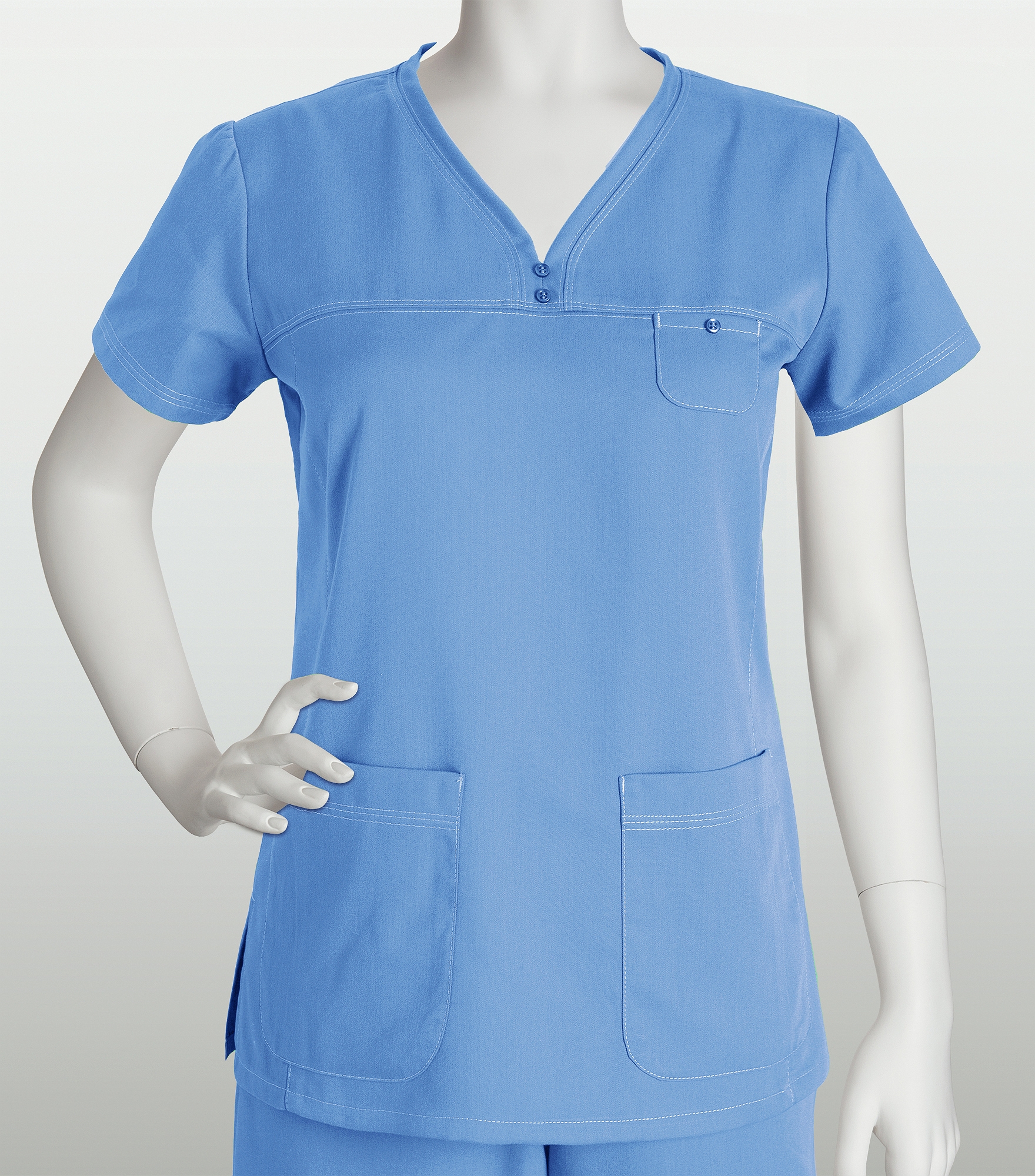 Grey's Anatomy Women's Solid V-Neck Scrub Top With Stitching-41340