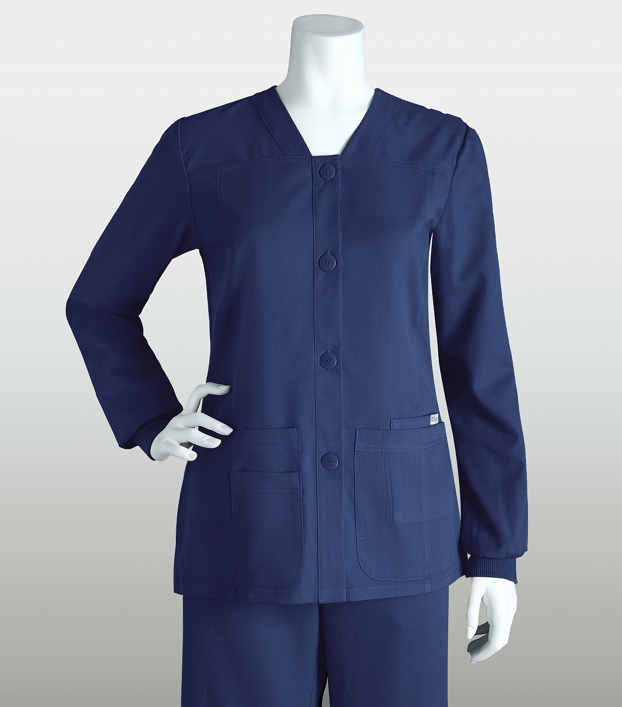 Grey's Anatomy Women's Junior Fit Button Up Warm-Up Scrub Jacket-4435