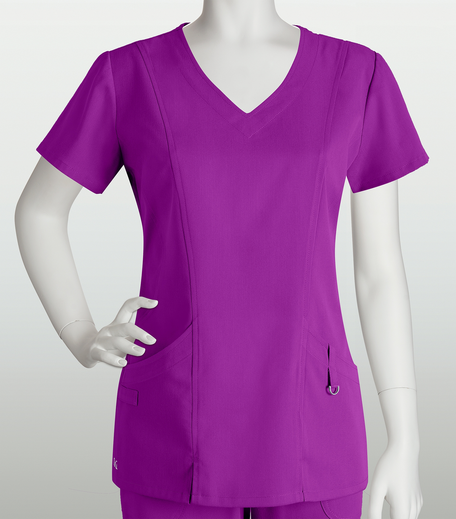 NRG by Barco 2 Pocket V-neck Top With Panels 3116