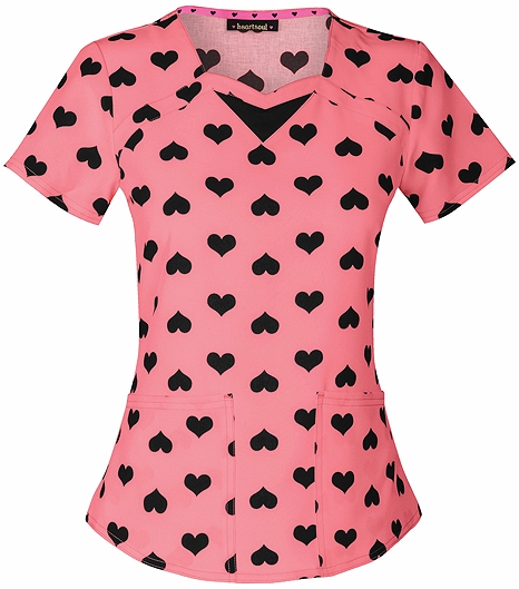 HeartSoul Women's Printed Scrub Top With Sweetheart Neck-20902