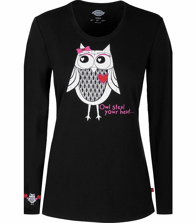 Dickies EDS Women's Owl Long Sleeve Underscrub Knit Tee-82739