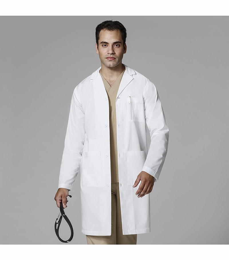WonderWink Men's Long White Lab Coat-7302
