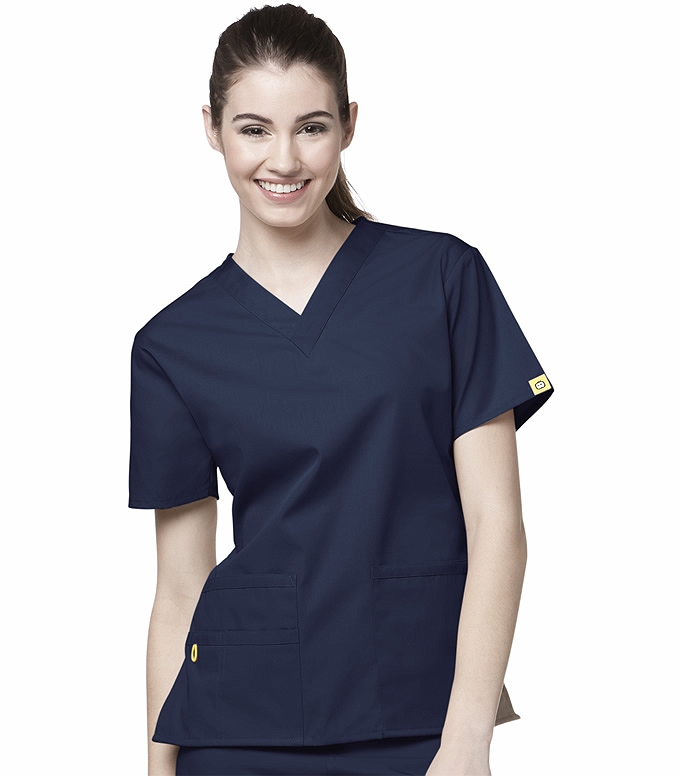 Women's Fashion Medical Nursing Scrub Tops Black Blue Purple Loops S