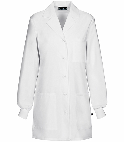 Cherokee Women's 32" Knit Cuff White Antimicrobial Lab Coat-1362A
