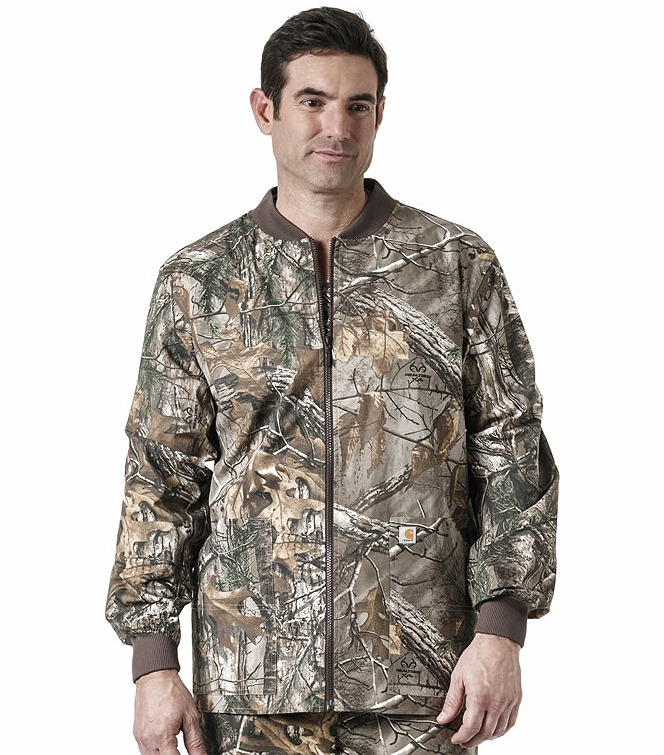Carhartt Men's Zip Up Camouflage Print Warm-Up Scrub Jacket-C85405