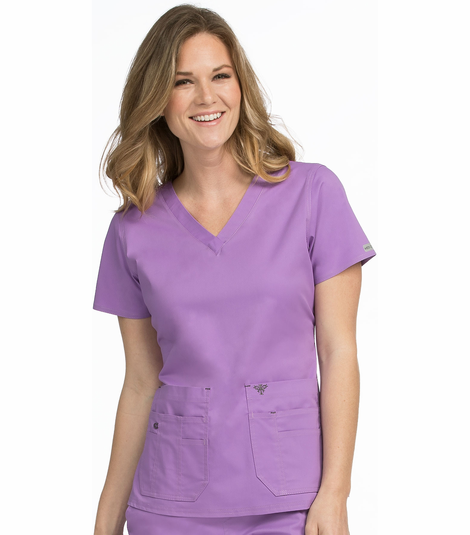Med Couture Flex-It Women's Knit Panel V-Neck Scrub Top-8458