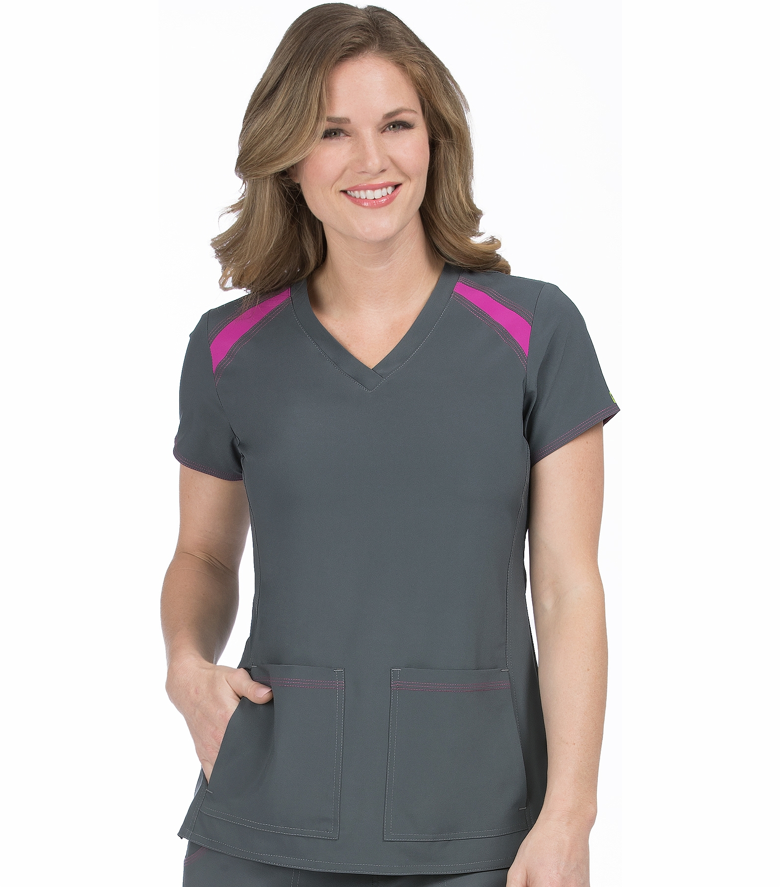 Med Couture Activate Women's V-Neck Color Block Scrub Top-8545