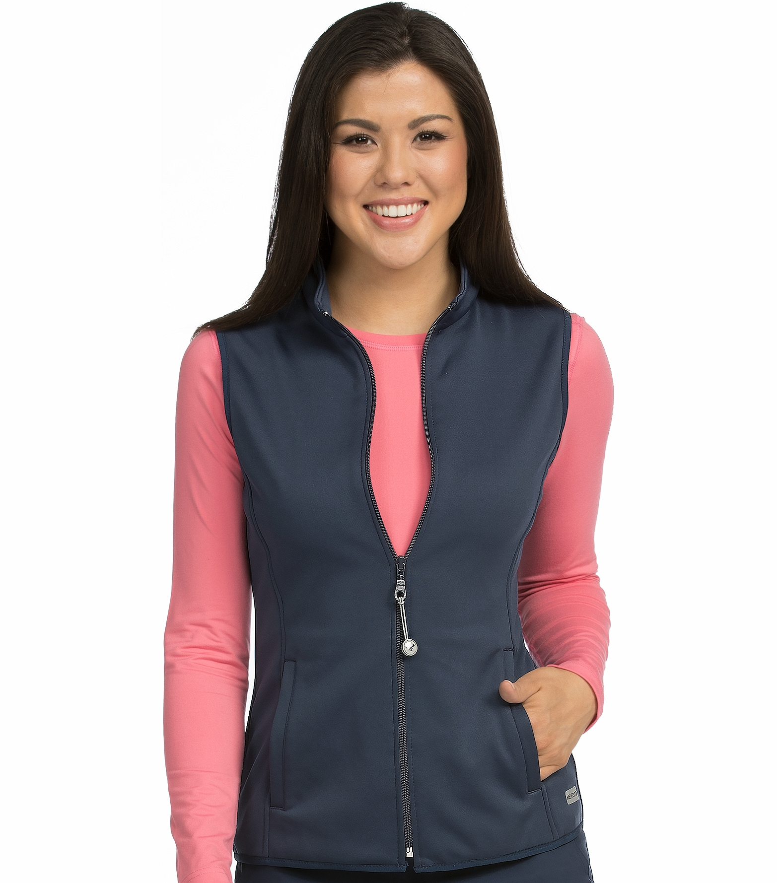 Med Couture Activate Women's Bonded Fleece Med Tech  Zip-Up Warm Up Scrub Vest-8690
