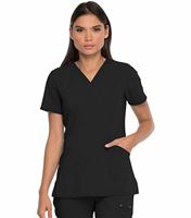 Dickies Advance Solid Tonal Twist Women's V-Neck Scrub Top With Patch Pockets-DK755