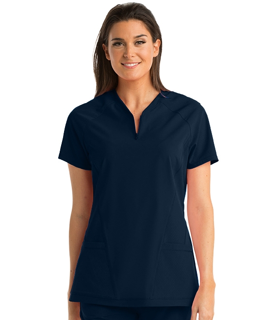 Barco One Women's  Zip V-Neck Perforated Scrub Top-BOT002