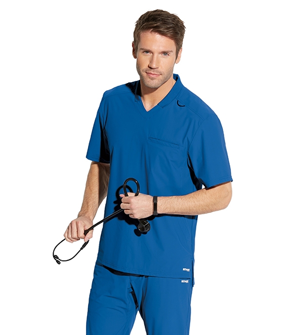 Grey's Anatomy Edge Men's Evolution 3 Pocket Collar Scrub Top- GET009