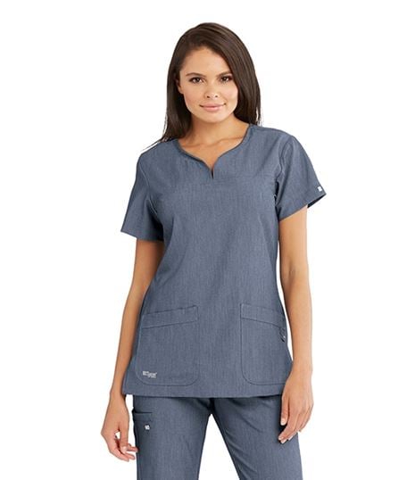 Grey's Anatomy Signature Women's Notched Neck Solid Scrub Top - 2121