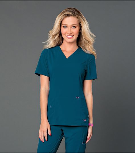 Smitten Women's Solid Athletic Fit V-Neck Scrub Top-S101002 | Medical ...