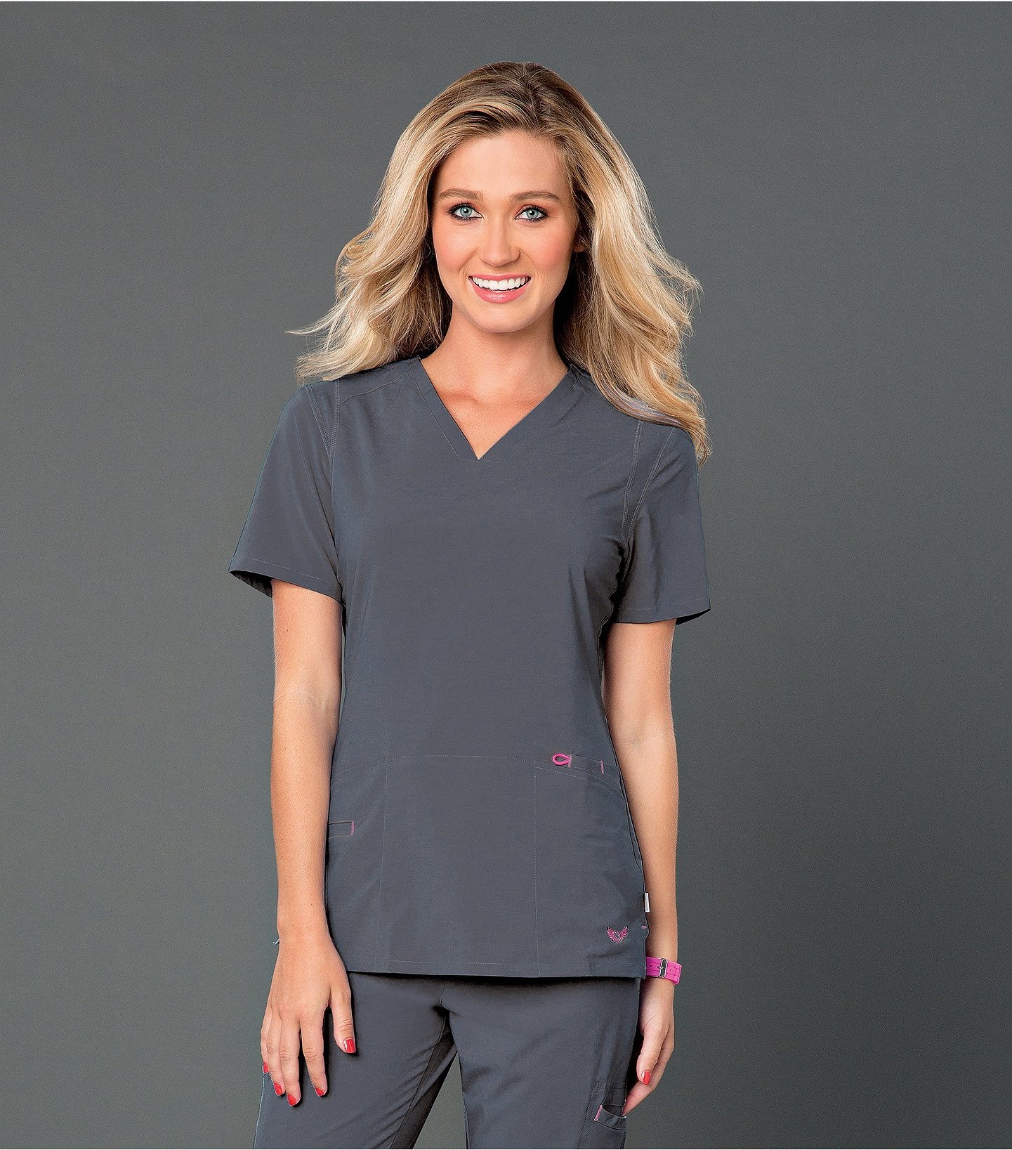 0544231 Smitten Womens Solid Athletic Fit V Neck Scrub Top S101002 