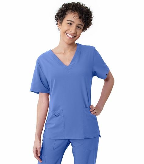 Worked In Women's V-Neck Scrub Top With Pockets SB101A