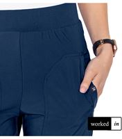 Worked In Women's Elastic Waist Straight Fit Cargo Scrub Pants SB104