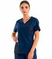 Worked In Women's Shimmer Fashion Scrub Top SD304A