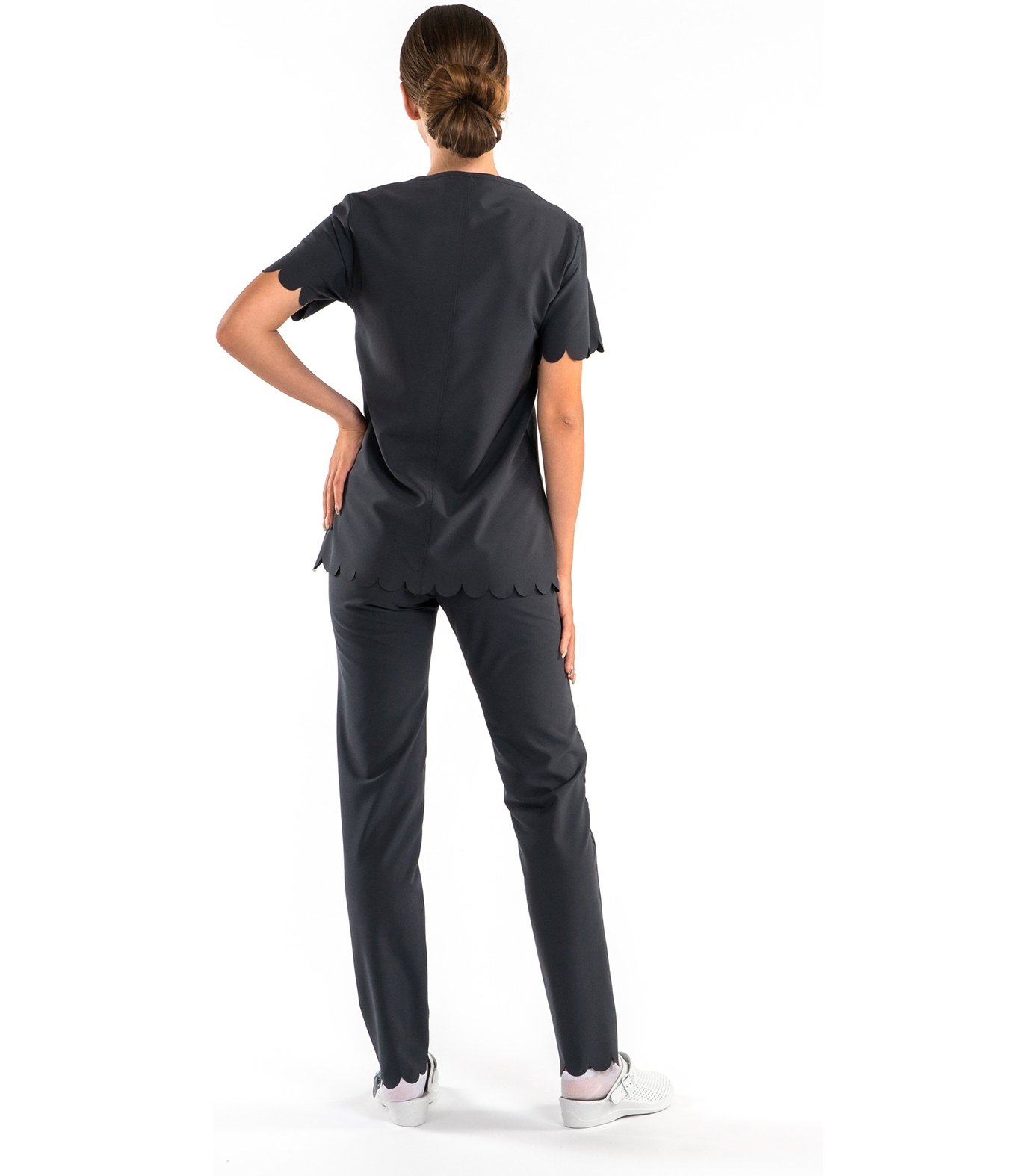 Worked In Women's Scrub Top & Pants Scalloped Scrub Set SP203A_SP203B