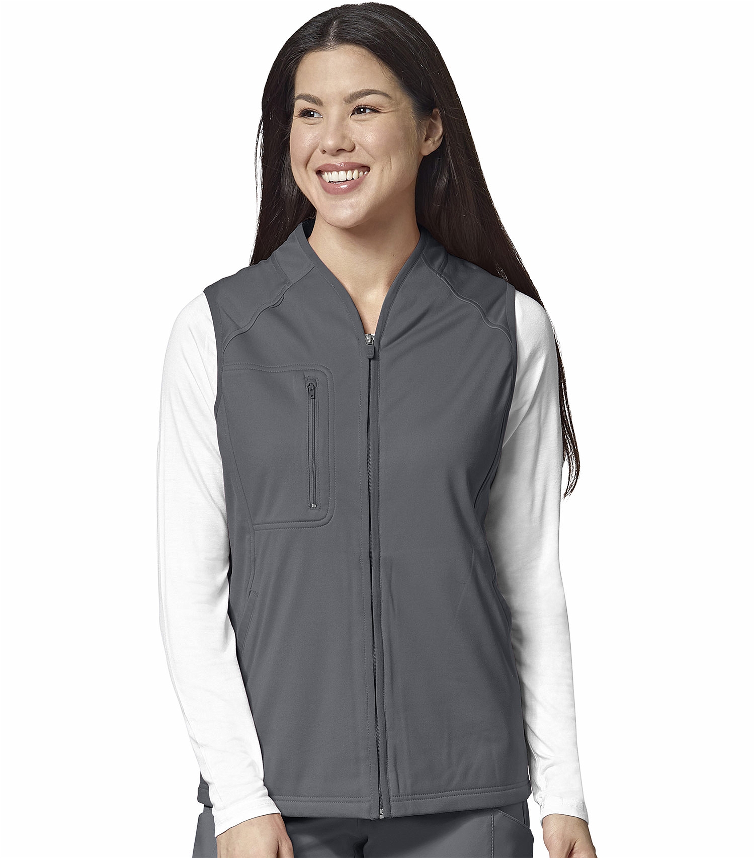 WonderWink Layers KNT Wmns Fleece Full Zip Vest Black 8409