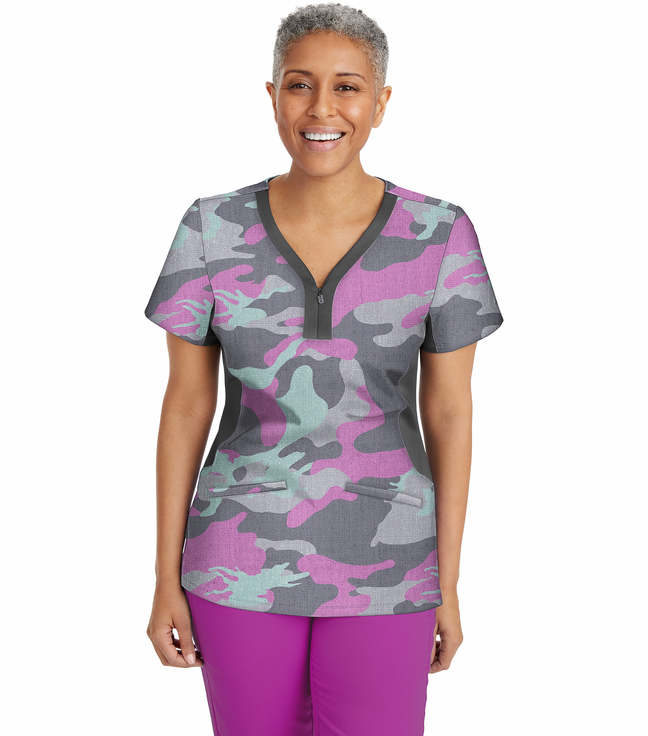 Healing Hands Purple Label Jessi Printed Scrub Top 2270 Cam Medical Scrubs Collection