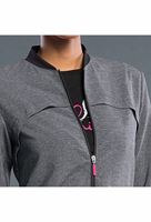 Smitten Women's Zip Front Scrub Jacket With Rib Knit Detail-S303008