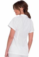 Landau Women's White Zip Up Tunic Scrub Top with Collar-8058