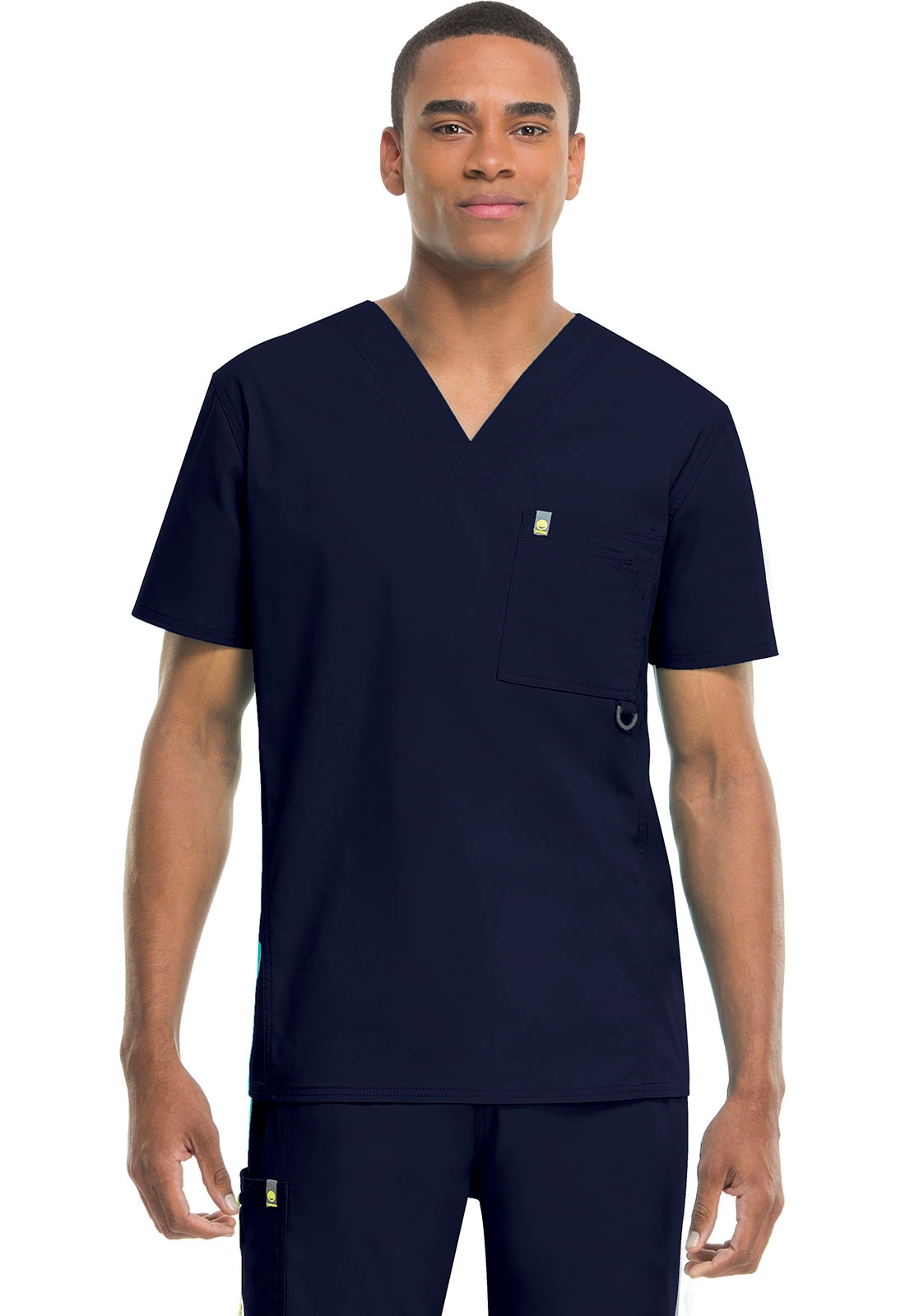 Navy Code Happy Scrubs Mens V Neck Top 16600A NVCH Antimicrobial 