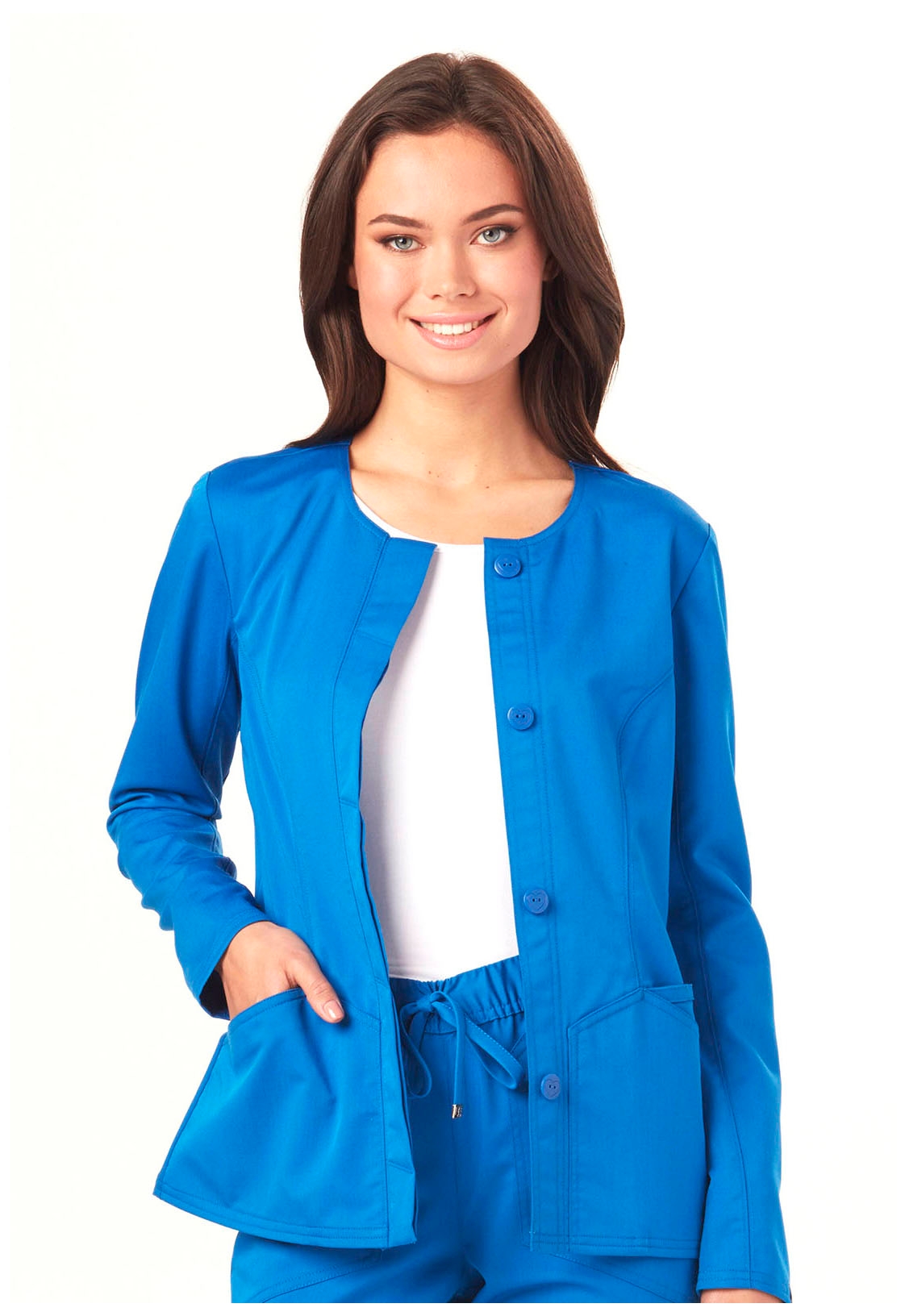 HeartSoul Women's Button Front Warm Up Scrub Jacket 20601A | Medical ...