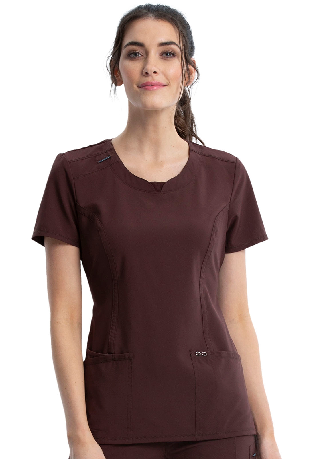 Cherokee Women's Infinity Crew Neck Scrubs Shirt Carmine Pink Medium for sale online 