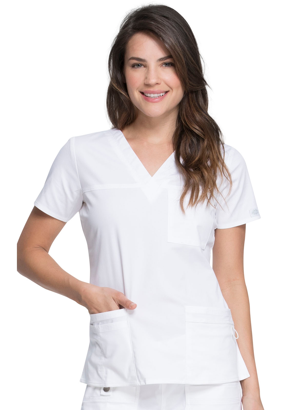 Dickies Junior Women Fit New V Neck Front Patch Pockets Medical Scrub Top 82851 