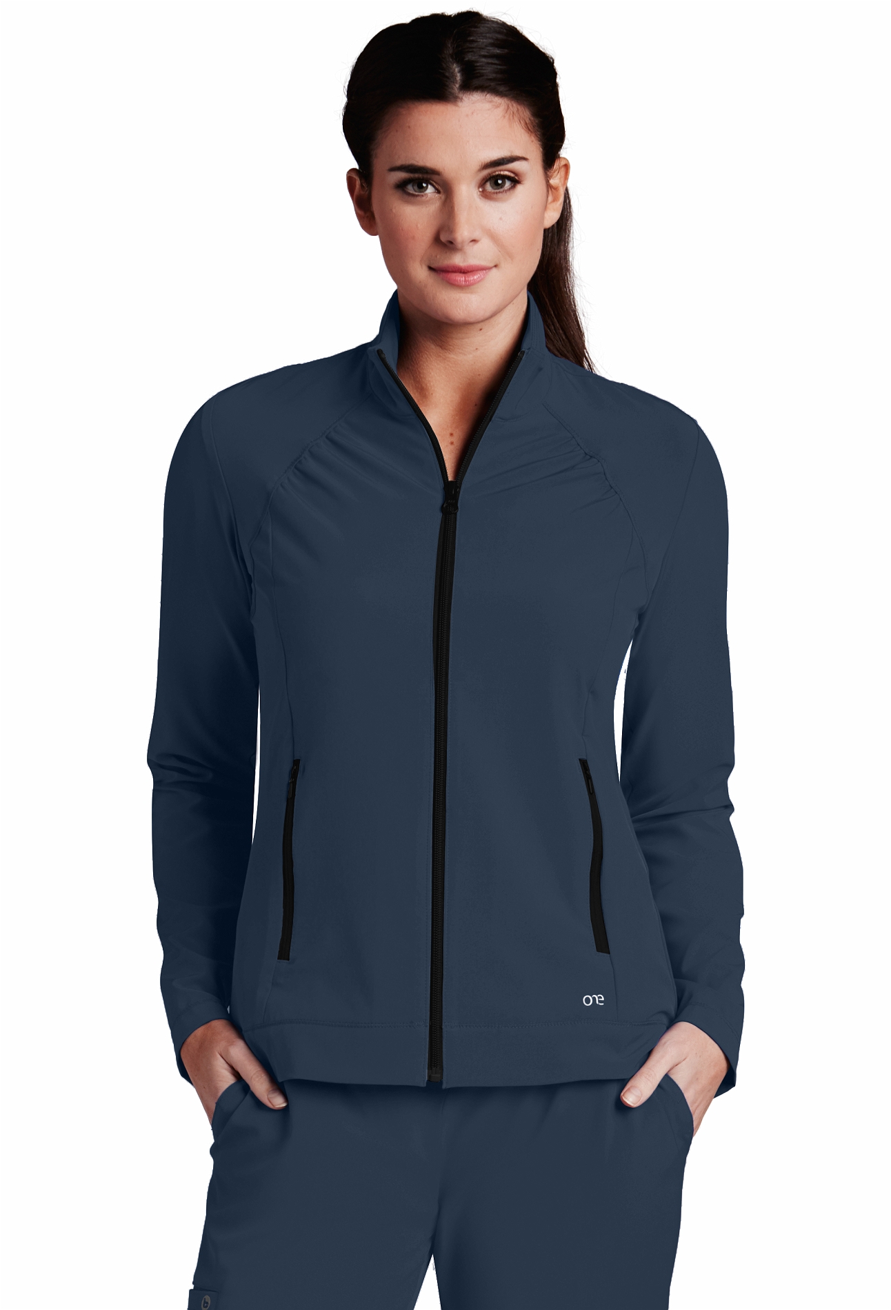 Barco One Women's Modern Fit Zip Up Warm-Up Scrub Jacket-5405